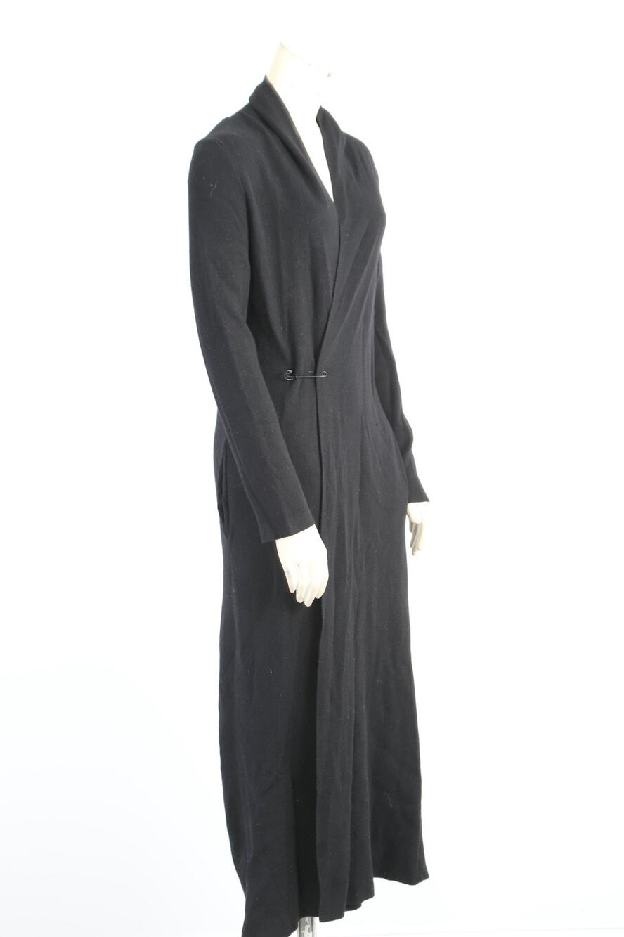 BABATON Black Merino Wool Long Open Front Duster Cardigan Sweater Size S